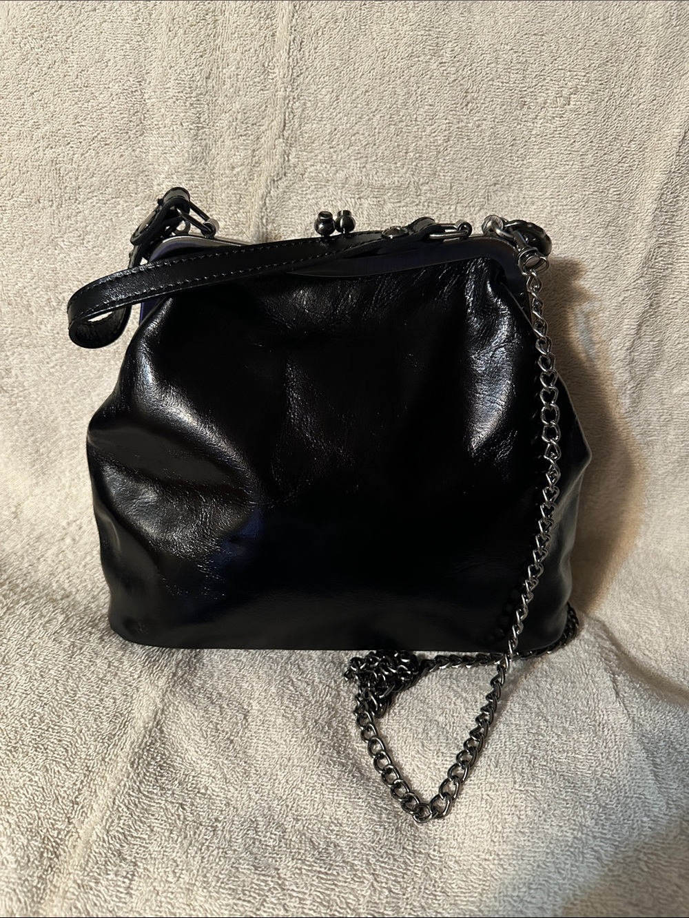 Patricia Nash Black Patent Leather Chain Shoulder Bag - Picture 3 of 11